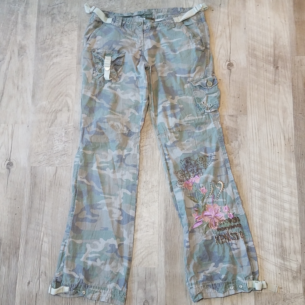 San Joy Women's Camo Embellished Pants sz S